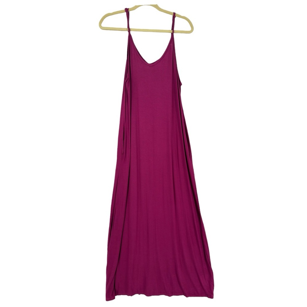 Blue Time Women’s Sleeveless Scoop Neck Tank Top Dress W/Pockets Wine Size M